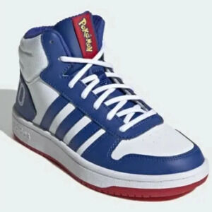 Pokémon x adidas Basketball Sneakers Size 2 Pikachu Blue White Red High Tops